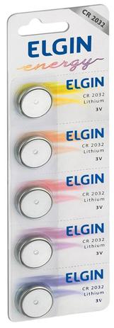 Bateria de Lítio CR2032 Elgin 82193 - Cartela com 5 unidades - para placa mãe, alarmes automotivos e relógios Menor preço em Bateria de Lítio CR2032 Elgin 82193 - Cartela com 5 unidades - para placa mãe, alarmes automotivos e relógios
