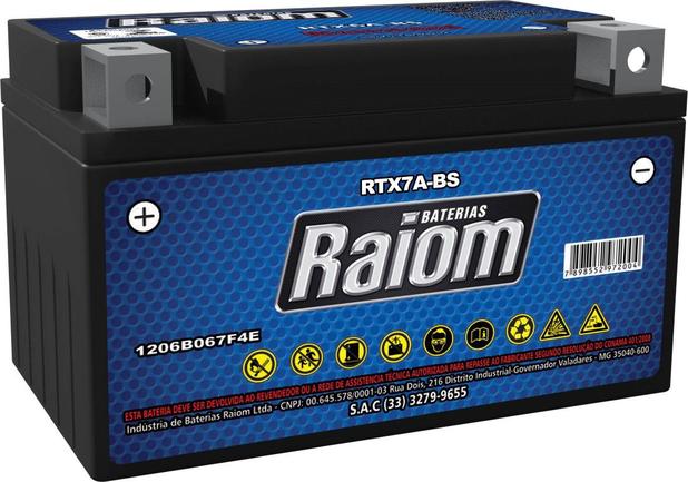 Bateria de Moto Raiom Ytx7a-bs 6ah 12v Selada (Rtx7a-bs) Menor preço em Bateria de Moto Raiom Ytx7a-bs 6ah 12v Selada (Rtx7a-bs)