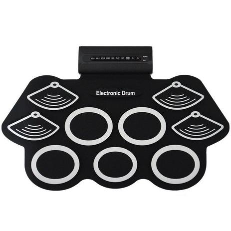 Bateria Eletrônica Musical Portátil Silicone Digital Drum 9 Pads 2 Pedais Baqueta KH-W562 Preta - Electronic drum Menor preço em Bateria Eletrônica Musical Portátil Silicone Digital Drum 9 Pads 2 Pedais Baqueta KH-W562 Preta - Electronic drum