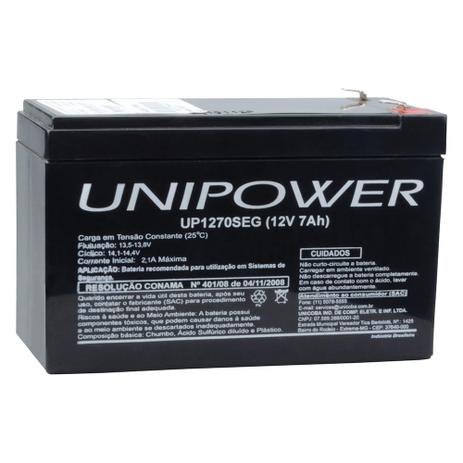 Bateria Estacionária VRLA 12V 7Ah Unipower para Segurança UP1270SEG Menor preço em Bateria Estacionária VRLA 12V 7Ah Unipower para Segurança UP1270SEG