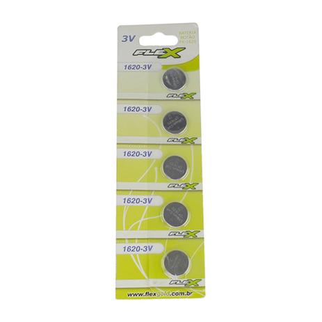 Bateria FLEX Lithium CR1620 Botao 3V com 5 Unidades - Vitrine Menor preço em Bateria FLEX Lithium CR1620 Botao 3V com 5 Unidades - Vitrine