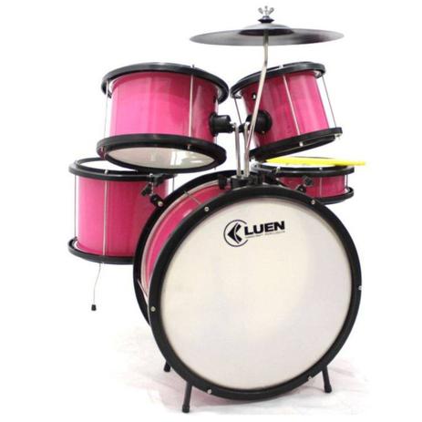 Bateria infantil Luen Pop Rosa Menor preço em Bateria infantil Luen Pop Rosa