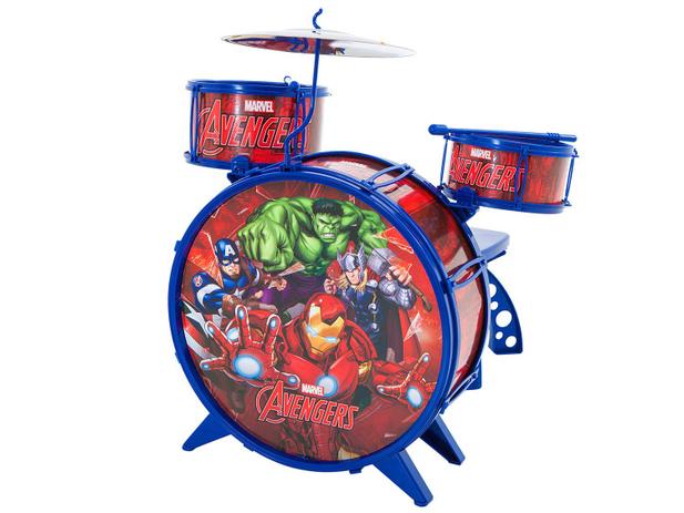 Bateria Infantil Marvel Vingadores com Pedaleira - 8 Peças Toyng