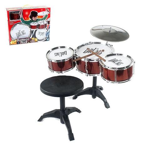 Bateria Infantil Musical Rock com Banqueta - Well kids Menor preço em Bateria Infantil Musical Rock com Banqueta - Well kids