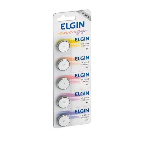 Bateria Lithium ELGIN CR2016 Botao 3V Blister com 5 Unidades Menor preço em Bateria Lithium ELGIN CR2016 Botao 3V Blister com 5 Unidades