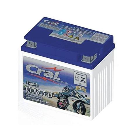 Bateria Moto Cral 5Ah 12V Selada CLM 5D CG125 Titan Menor preço em Bateria Moto Cral 5Ah 12V Selada CLM 5D CG125 Titan