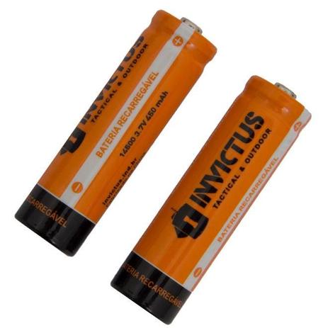 Bateria Recarregável Estilo AA 14500 Li-ion 3.7v 450mAh (Kit com 2un.) - Invictus Menor preço em Bateria Recarregável Estilo AA 14500 Li-ion 3.7v 450mAh (Kit com 2un.) - Invictus