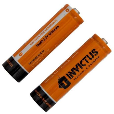 Bateria Recarregável Estilo AA 18650 Li-ion 3.7v 1200mAh (Kit com 2 un.) - Invictus Menor preço em Bateria Recarregável Estilo AA 18650 Li-ion 3.7v 1200mAh (Kit com 2 un.) - Invictus