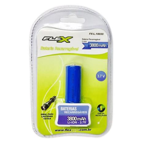 Bateria Recarregável para Lanterna Tática 3,7v 3800 mAh Original FX-L18650 - Flex Menor preço em Bateria Recarregável para Lanterna Tática 3,7v 3800 mAh Original FX-L18650 - Flex