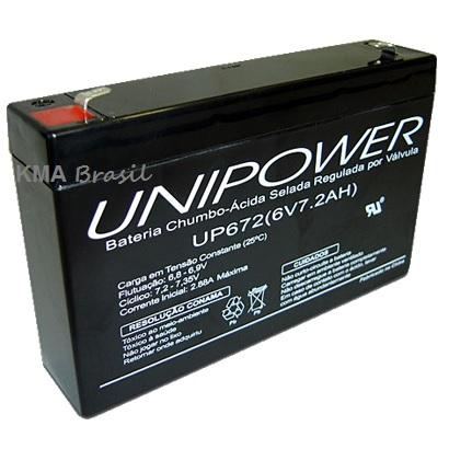 BATERIA SELADA AGM 6V 7,2Ah UNIPOWER UP672 BRINQUEDO ALARME Menor preço em BATERIA SELADA AGM 6V 7,2Ah UNIPOWER UP672 BRINQUEDO ALARME