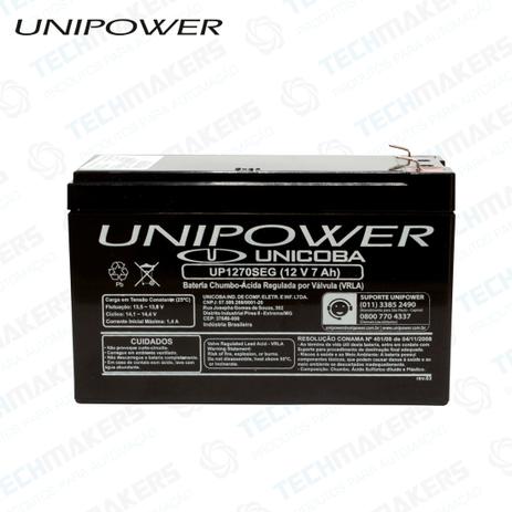 Bateria Selada Recarregável Unipower 12V 7AH UP1270SEG Alarme Nobreak Cerca Elétrica Menor preço em Bateria Selada Recarregável Unipower 12V 7AH UP1270SEG Alarme Nobreak Cerca Elétrica