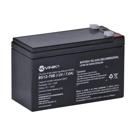 Bateria selada vinik 12 volts 7 amperes para central de alarme bs12-70e Menor preço em Bateria selada vinik 12 volts 7 amperes para central de alarme bs12-70e