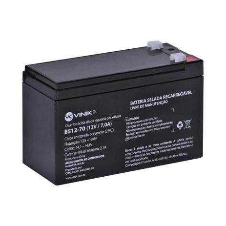 Bateria selada vinik 12 volts 7 amperes para nobreak bs12-70 Menor preço em Bateria selada vinik 12 volts 7 amperes para nobreak bs12-70