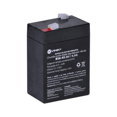 Bateria selada vinik 6 volts 4,5 amperes bs6-45 Menor preço em Bateria selada vinik 6 volts 4,5 amperes bs6-45