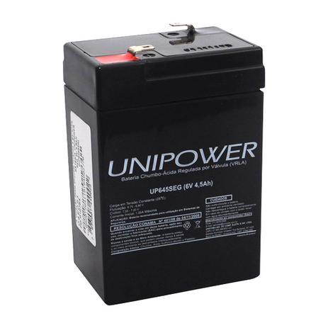 Bateria Unipower UP645SEG 6V 4.5ah para Segurança com Nobreak Menor preço em Bateria Unipower UP645SEG 6V 4.5ah para Segurança com Nobreak