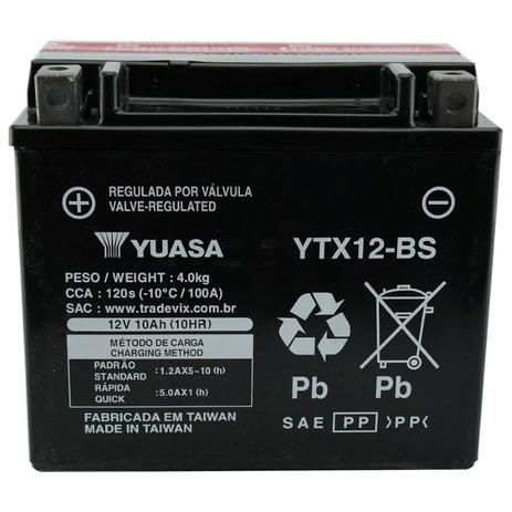 Bateria Yuasa YTX12-BS 10Ah Citycom 300 TDM850 GSX1100 VN900 Menor preço em Bateria Yuasa YTX12-BS 10Ah Citycom 300 TDM850 GSX1100 VN900