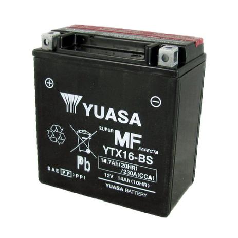 Bateria Yuasa YTX16-BS, Tiger 800, Boulevard 1600, ZR1100 Menor preço em Bateria Yuasa YTX16-BS, Tiger 800, Boulevard 1600, ZR1100