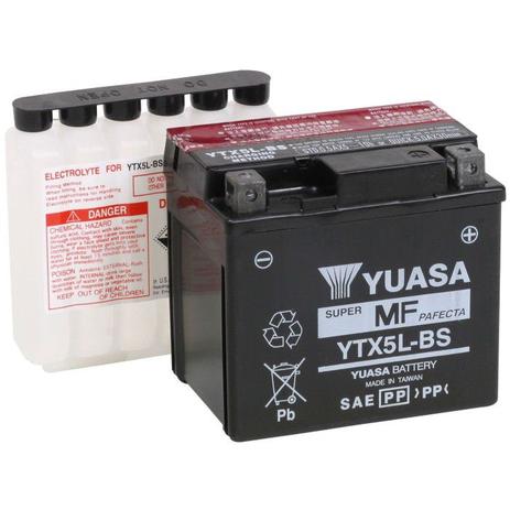 Bateria Yuasa YTX5L-BS 4Ah Pop100, Biz125 ks, CG125 Fan Titan Cargo, NXR125 Bros Menor preço em Bateria Yuasa YTX5L-BS 4Ah Pop100, Biz125 ks, CG125 Fan Titan Cargo, NXR125 Bros