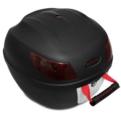 Baú Bauleto Moto 26 Litros Shutt Universal Preto e Branco Bagageiro Chave Base Fixação Refletores Menor preço em Baú Bauleto Moto 26 Litros Shutt Universal Preto e Branco Bagageiro Chave Base Fixação Refletores