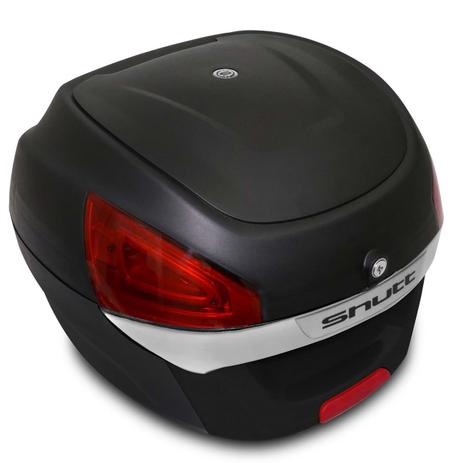 Baú Bauleto Moto 29 Litros Shutt Universal Preto e Prata Bagageiro Chave Base Fixação Refletores é boa?