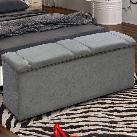 Baú Calçadeira Matrix Eros 140Cm Suede Amassado Cinza Menor preço em Baú Calçadeira Matrix Eros 140Cm Suede Amassado Cinza