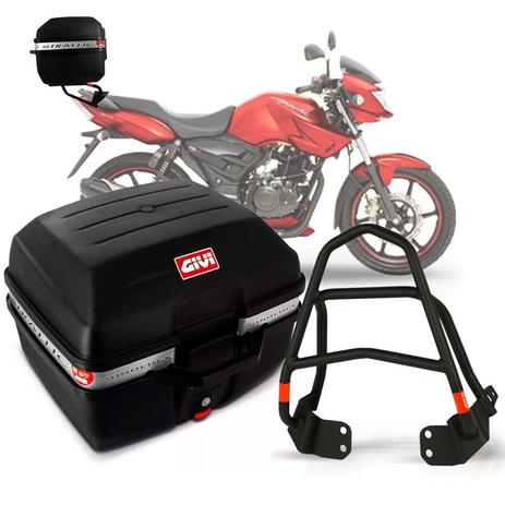 Baú Moto 27 Litros Givi + Suporte Bagageiro Dafra Apache Menor preço em Baú Moto 27 Litros Givi + Suporte Bagageiro Dafra Apache