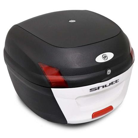 Baú Moto Bauleto 34 Litros Shutt Universal Preto e Branco Com Chave e Base Fixação Refletores 33 35 é boa?