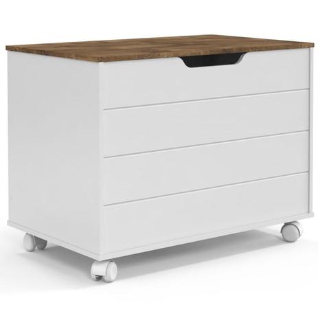Baú Organizador Infantil Toy com Rodízios - Branco Acetinado/Teka - Matic Menor preço em Baú Organizador Infantil Toy com Rodízios - Branco Acetinado/Teka - Matic