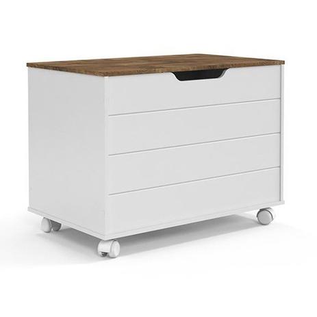 Baú Organizador Infantil Toy com Rodízios Branco Soft/Teka - Matic Móveis Menor preço em Baú Organizador Infantil Toy com Rodízios Branco Soft/Teka - Matic Móveis