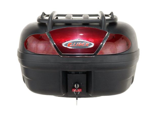 Bau para Moto 46 Litros Lente Vermelha com Grade Externa - GLIDER Menor preço em Bau para Moto 46 Litros Lente Vermelha com Grade Externa - GLIDER