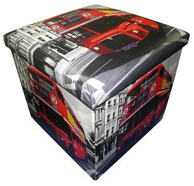 Bau Puff Porta Treco Dobra Assento Vintage Retro Onibus London (PF-9) - Braslu Menor preço em Bau Puff Porta Treco Dobra Assento Vintage Retro Onibus London (PF-9) - Braslu