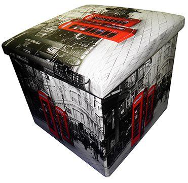 Bau Puff Porta Treco Dobravel Assento Vintage Retro Cabine Londres (PF-9) - Braslu Menor preço em Bau Puff Porta Treco Dobravel Assento Vintage Retro Cabine Londres (PF-9) - Braslu