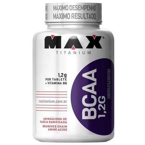 BCAA 1,2G c/ Vitamina B6 - 272 tabletes - Max Titanium Menor preço em BCAA 1,2G c/ Vitamina B6 - 272 tabletes - Max Titanium