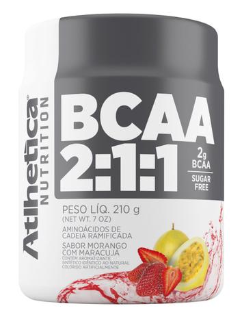 BCAA 2:1:1 210g - Morango com Maracujá - Athlética Menor preço em BCAA 2:1:1 210g - Morango com Maracujá - Athlética