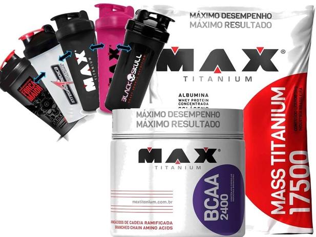 Bcaa 2400mg - 450 Cápsulas - Max Titanium + Mass Titanium Menor preço em Bcaa 2400mg - 450 Cápsulas - Max Titanium + Mass Titanium