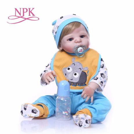 Bebe Reborn Menino Realista 100 Silicone 57cm Bento Loiro Npk Boneca Reborn Magazine Luiza