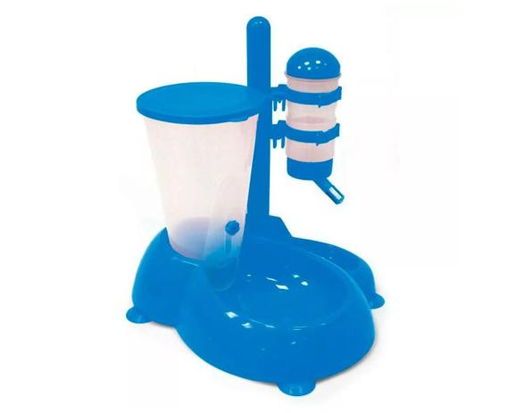 Bebedouro De Bilha E Alimentador Comedouro Automático para cachorro ou gato Chalesco Azul Menor preço em Bebedouro De Bilha E Alimentador Comedouro Automático para cachorro ou gato Chalesco Azul