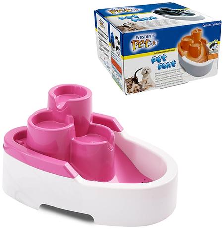 Bebedouro de plastico rosa moddelo cascata 2,5l bivolt na caixa - Western pet é boa?