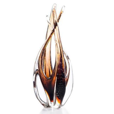 Bela Escultura Vaso Em Murano Com Bolhas Marrom - São marcos Menor preço em Bela Escultura Vaso Em Murano Com Bolhas Marrom - São marcos