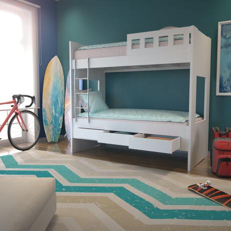 Beliche 3 Gavetas com Escada e Grade de Proteção 100 MDF 908911 Branco Foscarini - Móveis foscarini Menor preço em Beliche 3 Gavetas com Escada e Grade de Proteção 100 MDF 908911 Branco Foscarini - Móveis foscarini