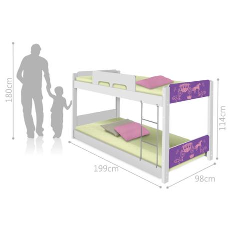 Beliche Baixa Adesivada Carruagem Princesa com Colchões - Casah Menor preço em Beliche Baixa Adesivada Carruagem Princesa com Colchões - Casah