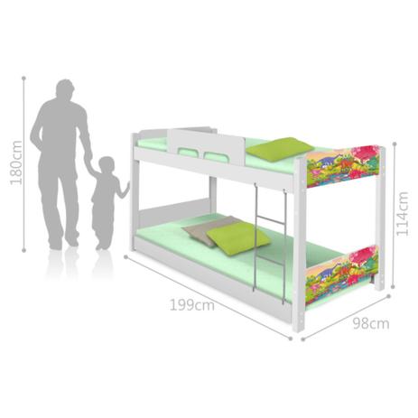 Beliche Baixa Adesivada Dinossauros Coloridos com Colchões - Casah Menor preço em Beliche Baixa Adesivada Dinossauros Coloridos com Colchões - Casah