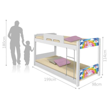 Beliche Baixa Adesivada Princesa Unicórnio com Colchões - Casah Menor preço em Beliche Baixa Adesivada Princesa Unicórnio com Colchões - Casah