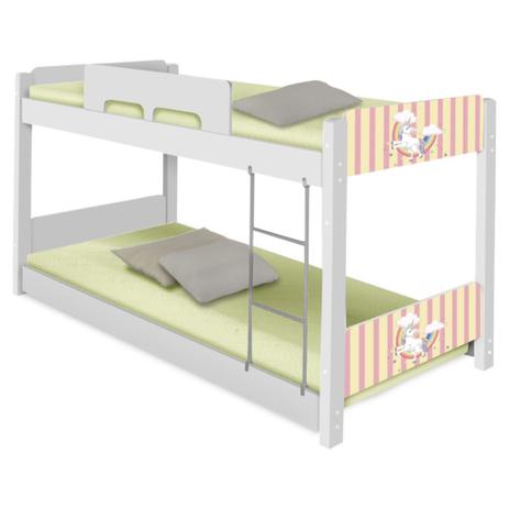 Beliche Baixa Adesivada Unicórnio Meigo com Colchões - Casah Menor preço em Beliche Baixa Adesivada Unicórnio Meigo com Colchões - Casah
