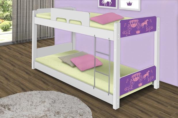 Beliche Baixa Carruagem Princesa com Colchões - Casah Menor preço em Beliche Baixa Carruagem Princesa com Colchões - Casah