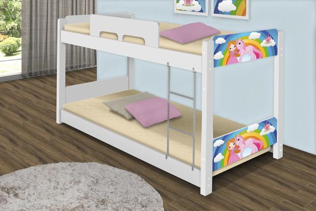 Beliche Baixa Princesa Unicórnio com Colchões - Casah Menor preço em Beliche Baixa Princesa Unicórnio com Colchões - Casah