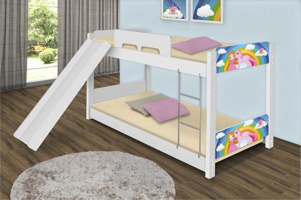 Beliche Baixa Princesa Unicórnio com Escorregador - Casah Menor preço em Beliche Baixa Princesa Unicórnio com Escorregador - Casah