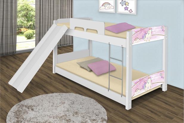 Beliche Baixa Unicórnio com Escorregador - Casah Menor preço em Beliche Baixa Unicórnio com Escorregador - Casah