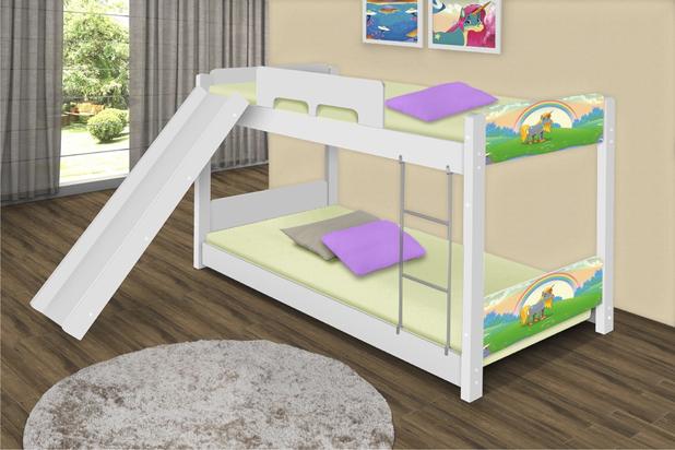 Beliche Baixa Unicórnio Feliz com Escorregador - Casah Menor preço em Beliche Baixa Unicórnio Feliz com Escorregador - Casah