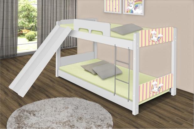 Beliche Baixa Unicórnio Meigo com Escorregador - Casah Menor preço em Beliche Baixa Unicórnio Meigo com Escorregador - Casah